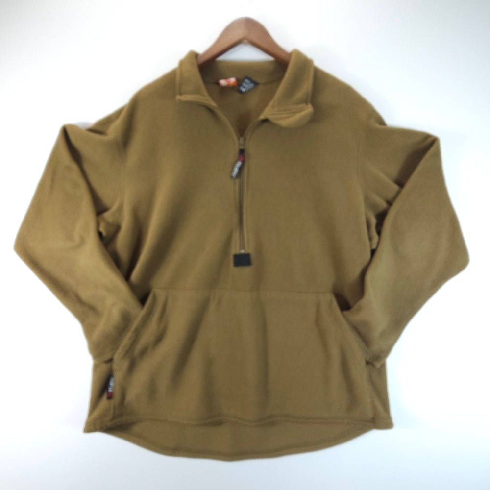 Peckham Polartec Fleece Pullover Mens L Brown USMC Military 1/2 Zip Tactical y2k